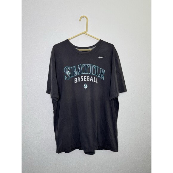 NIKE Seattle Mariners Baseball XXL 2XL MLB Authentic T Shirt Slim Fit Faded 2015 - Picture 1 of 15